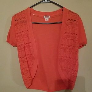 Bright peach color cardigan